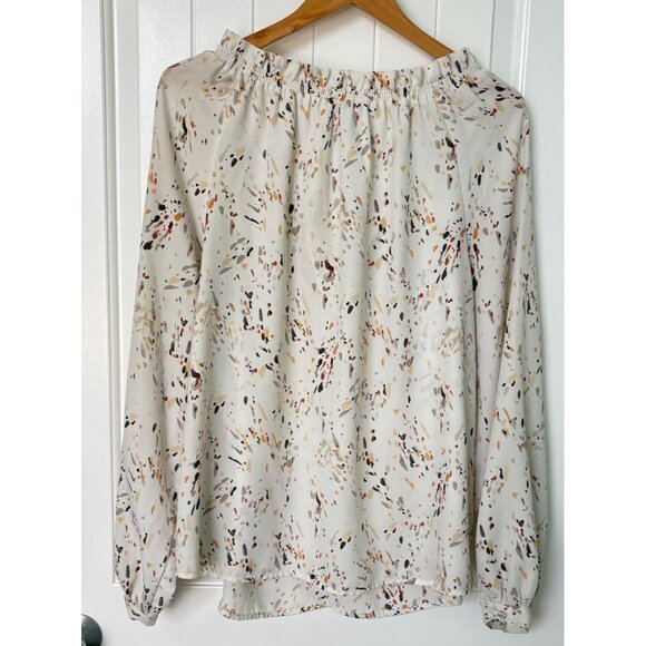 A New Day Womens XXL Peasant Blouse Ruffle Neck Long Sleeve Abstract Print - Picture 2 of 10